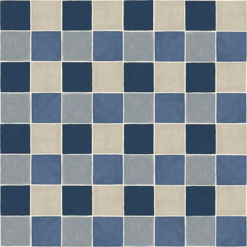 Classic Blue Tile Pattern Wallpaper