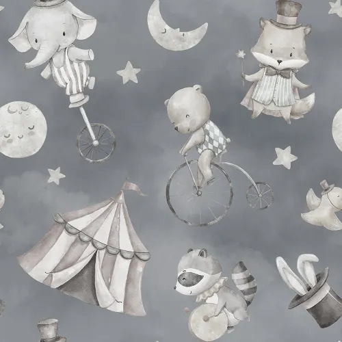 Whimsical Circus Adventure in Gray