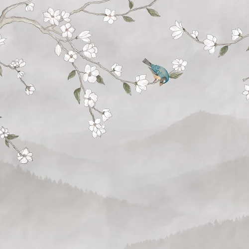 Fleurs Tranquilles avec un Ami à plumes