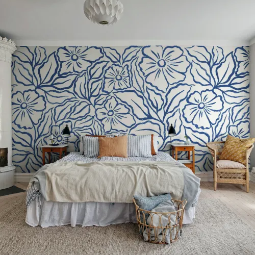 Embrace the Serenity of Blue Ink Flowers