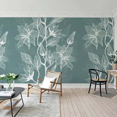 Omslut dina väggar med Giant Flora Daring White på Lagoon