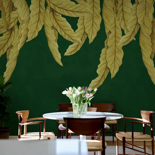 Golden Palms on a Deep Green Canvas