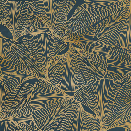 Ginkgo Lines, Gold - Fresque Murale - Rebel Walls