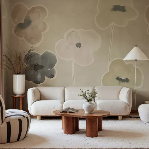 Serene Pastel Poppies, Papier Peint | Rebel Walls