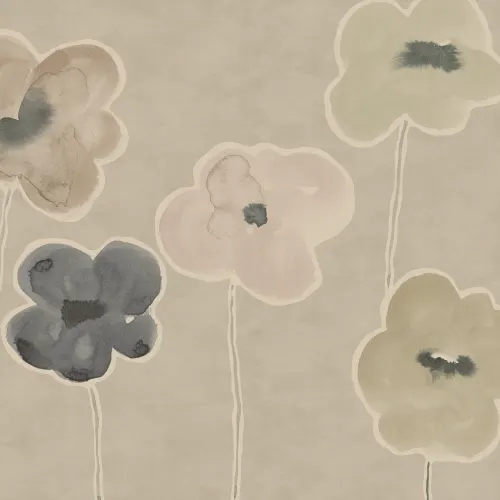 Serene Pastel Poppies, Papier Peint | Rebel Walls