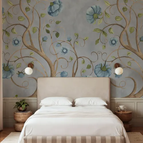 Elegant Flow of Blue Blooms