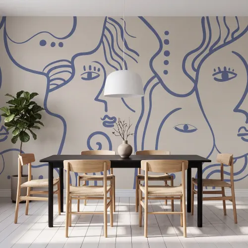 Arte Lineal Azul Expresivo