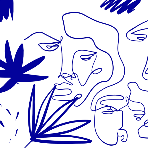 Expresivas Caras de Arte Lineal Azul | Rebel Walls